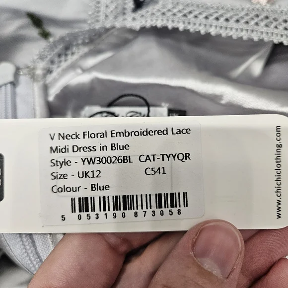 NWT Chi Chi London vneck floral embroidered lace midi dress uk 12 us 8 - Picture 12 of 12